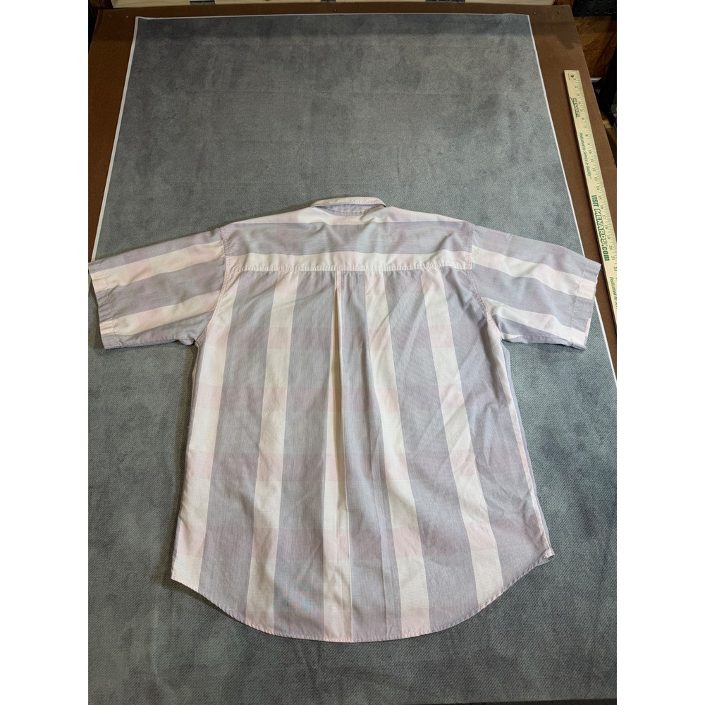 Levis Silver Label Vintage 90s Striped Short Sleeve Shirt Pink Grey L - Picture 2 of 10